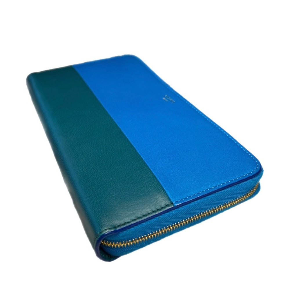 Celine Large Zipped Multifunction Bicolor Calf Leather Wallet - Picture 13 of 14